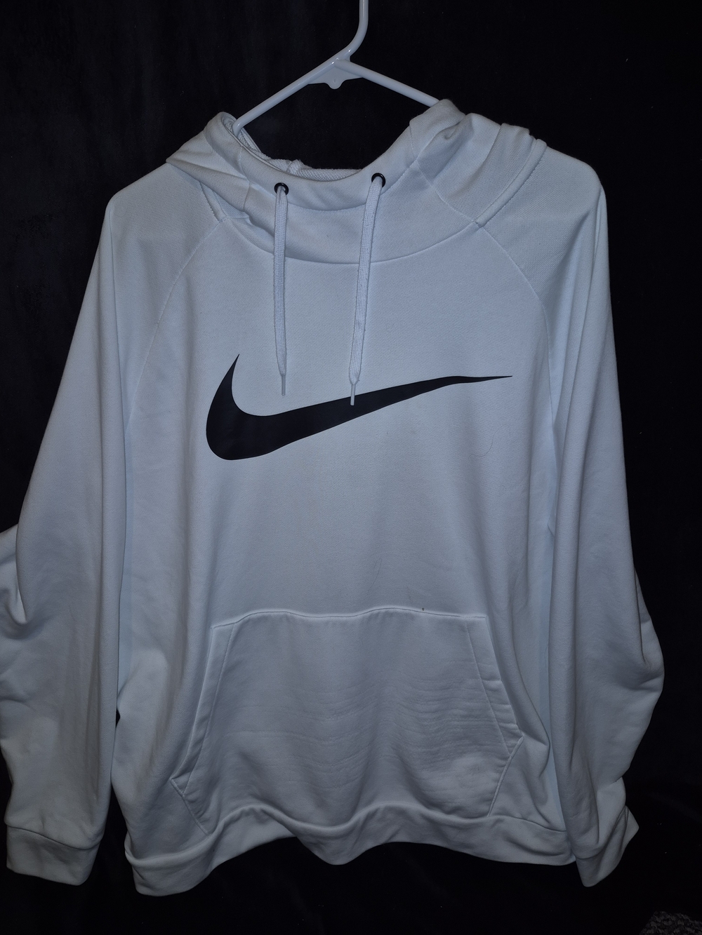 Nike White Crewneck Hoodie with Black Swoosh
